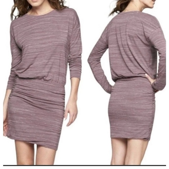 Athleta Mini Heather Brown Tulip Rush Dress Long sleeves women’s M - Picture 2 of 8